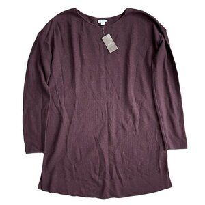J.Jill NWT Washable Merino Wool Knit Sweater Womens S Tall Spiced‎ Wine Red Long